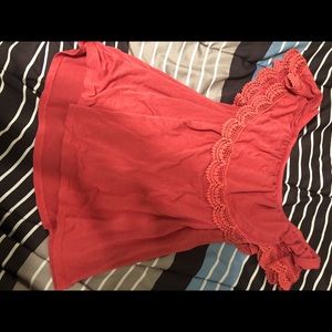 Off shoulder pink shirt